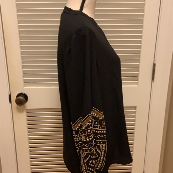 3. Chico’s Black Blouse with Gold Beading on Sleeves - Picture 4 of 11